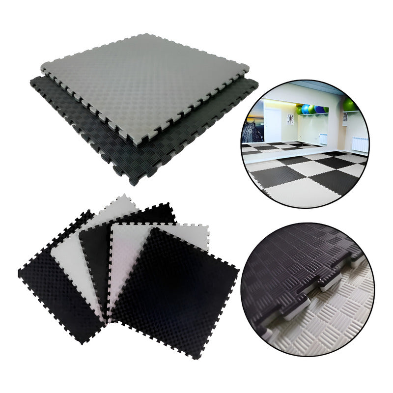 Tatami Piso Goma Eva Alfombra Encastrable 100cmx100cmx2.5cm Negro Gris