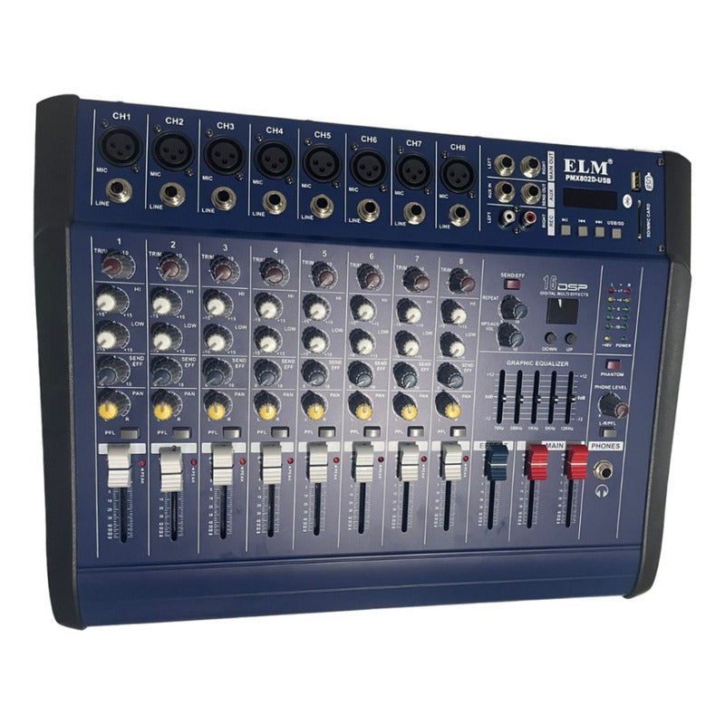 Consola Power Mixer De 8 Canales Usb Mp3 Player 500watts