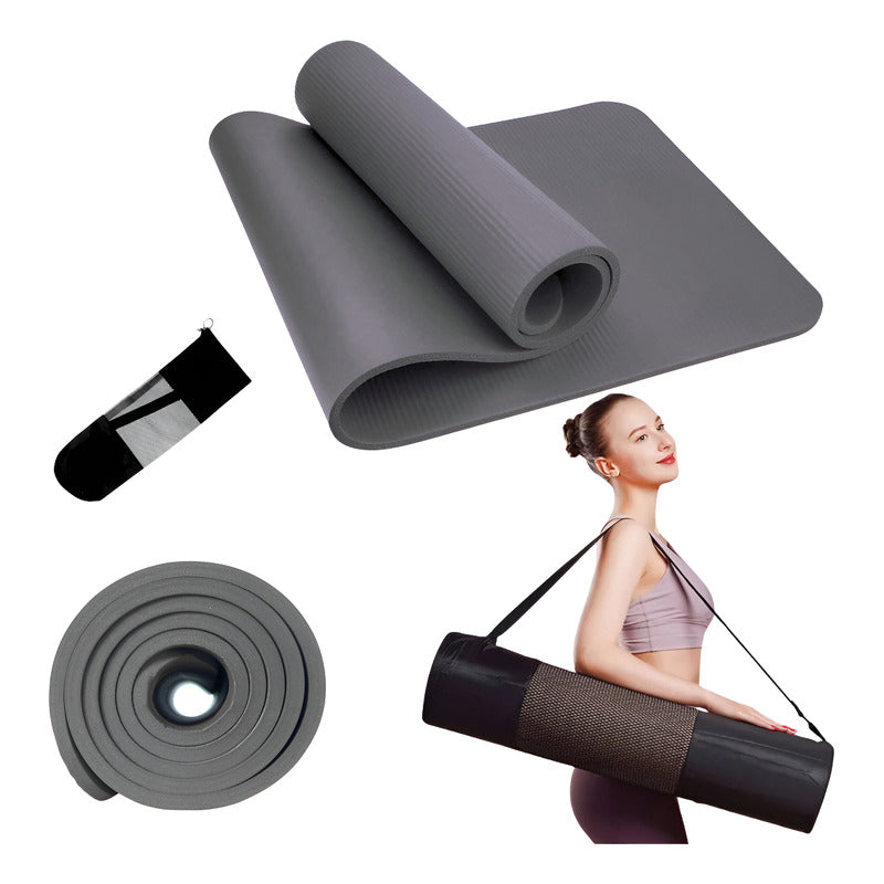 Mat De Yoga Alfombra Espesor 10mm Extra Resistente (gruesa) Gris