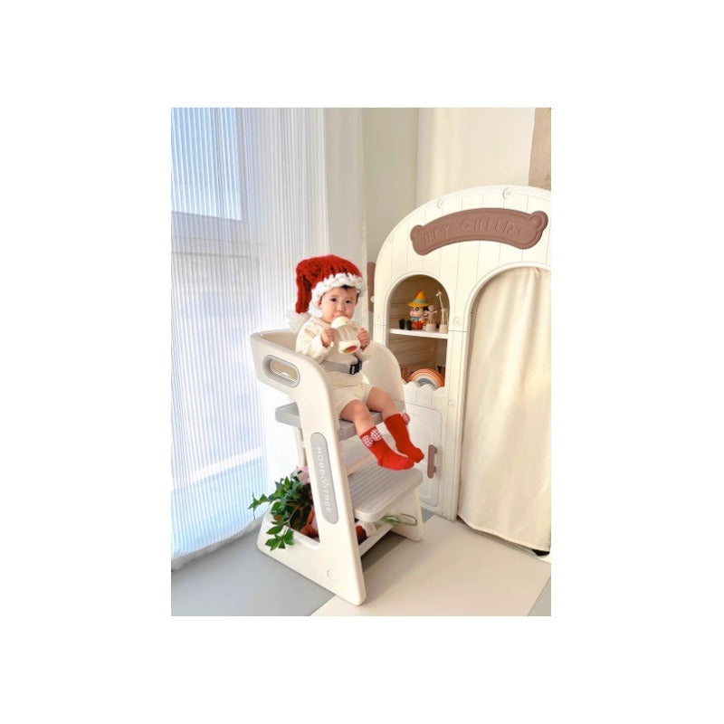 Silla de Comer para Bebé Multifuncional con Adaptador Plegable - Blanco