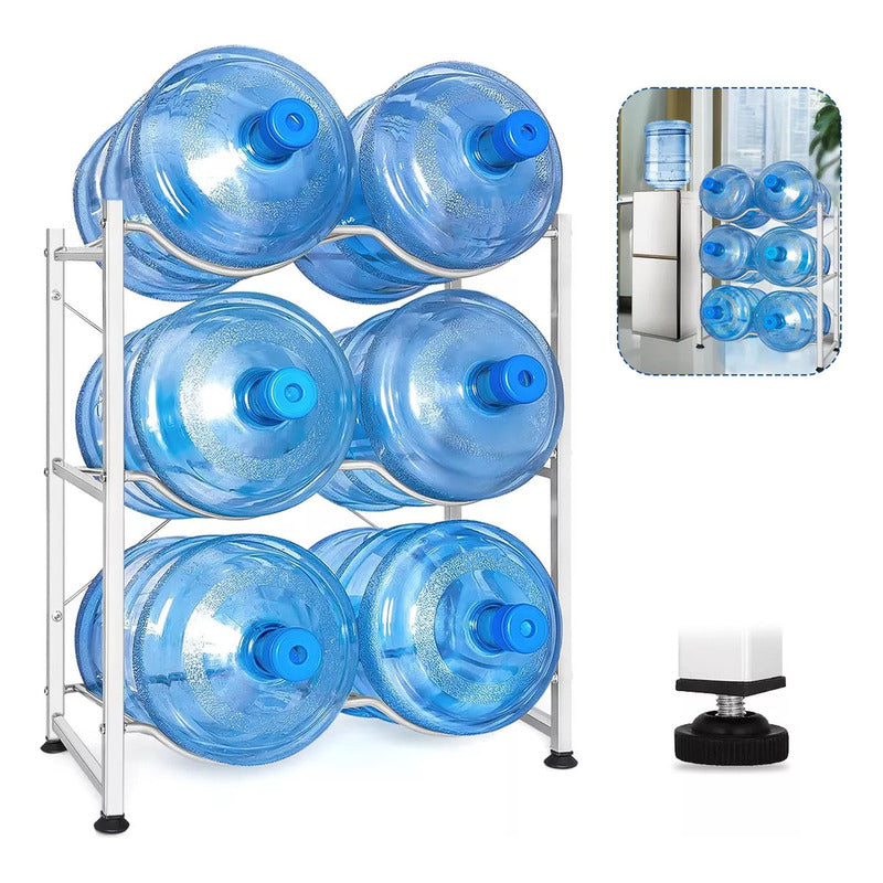 Estante Organizador Rack 6 Botellones Bidones Agua 20lt Blanco