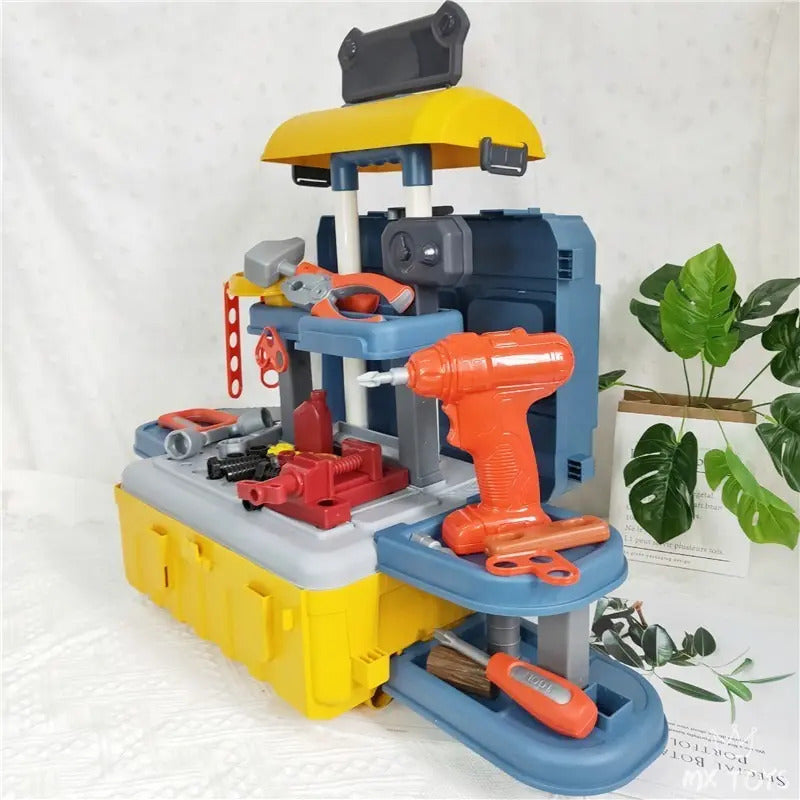 Maleta De Juegos 3 En 1 Set De Herramientas Juguetes Niños Azul, Amarillo Y Rojo