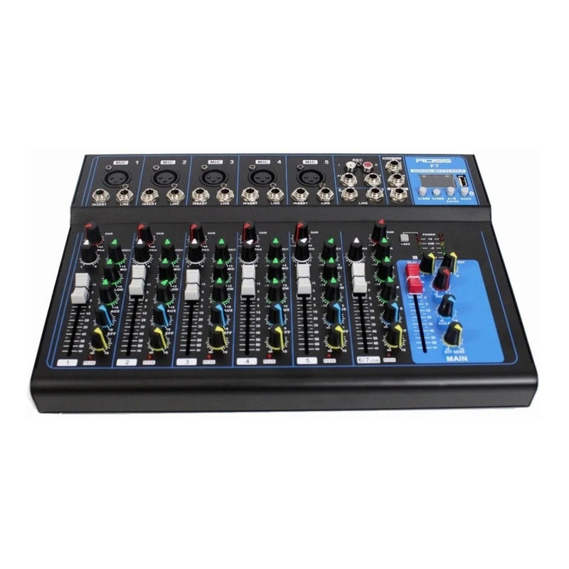 Consola Mezcladora F7 8 Canales Bluetooth y Phantom Power Altmann
