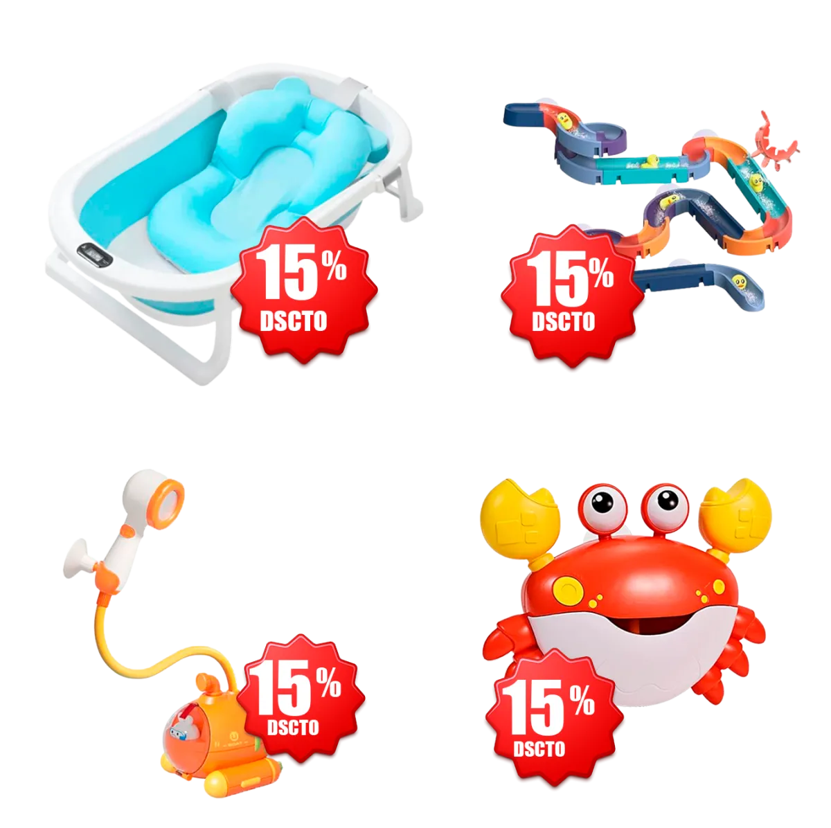 Tina De Baño Plegable Portatil Con Cojín Para Bebés, Juguetes De Baño Pistas De Bolas de Agua, submarinio regadera de ducha,Cangrejo de burbujas.
