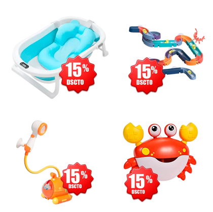 Tina De Baño Plegable Portatil Con Cojín Para Bebés, Juguetes De Baño Pistas De Bolas de Agua, submarinio regadera de ducha,Cangrejo de burbujas.
