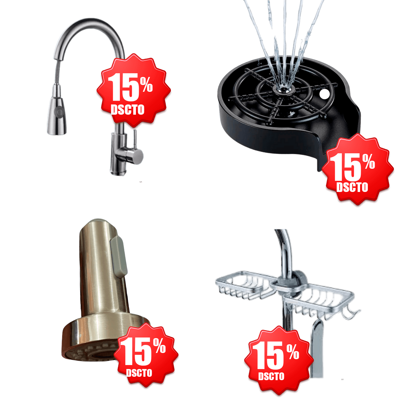 Grifos de agua de salida de 3 EN 1, Lava Copas Automático Para Bachas De Cocina, Boquilla Repuesto Llave Monomando Extraíble, Fregadero de la cocina Grifo estante