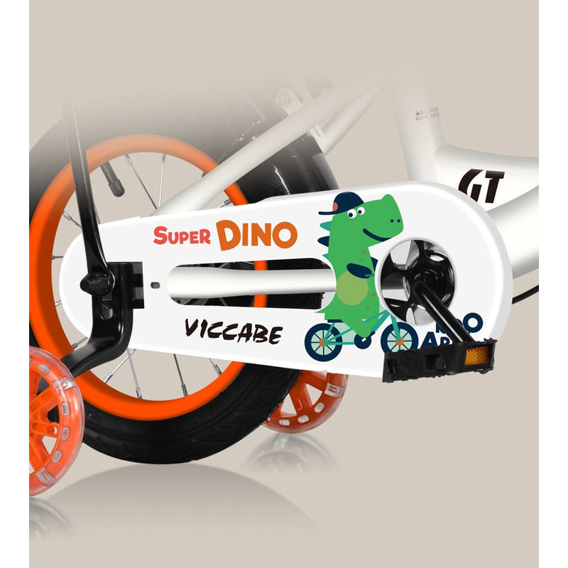 Bicicleta Infantil 16''super Dino Ruedas Auxiliares  Canasto Dino Rojo 12