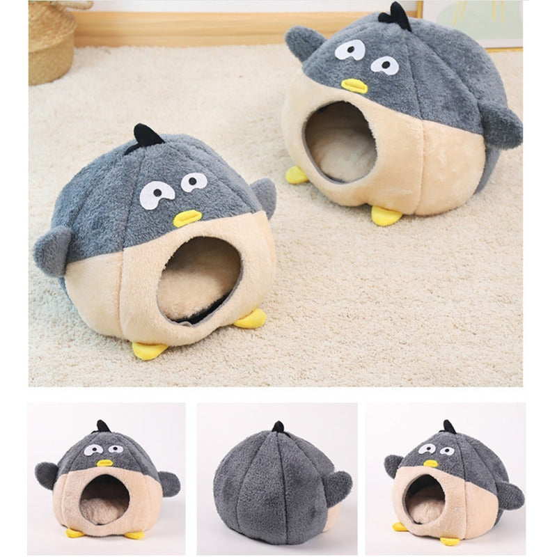 Casa Cama Iglú Mascota Ojitos Diseño Importada Gris Y Beige