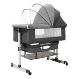 Cuna Colecho Con Mudador + Colchon Confortable + Accesorios Gris Oscuro