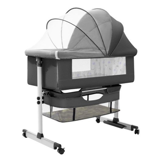 Cuna Colecho Con Mudador + Colchon Confortable + Accesorios Gris Oscuro
