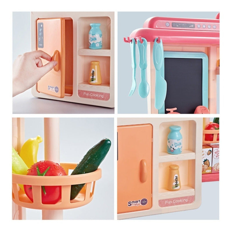 Cocina De Juguete 42 Accesorios Estilo Moderno Rosada Import Rosa