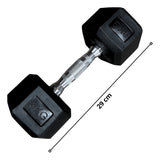 Mancuernas Hexagonales De Caucho 8 Kg (total 16 Kg El Par)  Negro