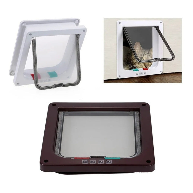 Puerta Exterior Para Perro Gato Mascota Talla M Importada  Blanco / Transparente