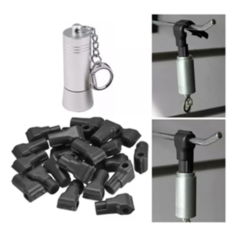 Pack 100 Seguros Candados Magneticos Gancheras 6mm + 1 Llave Seguro Negro Y 1 Llave