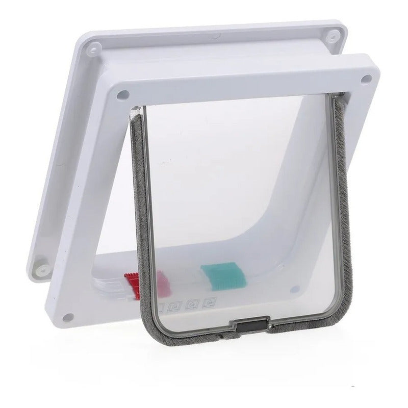 Puerta Exterior Para Perro Gato Mascota Talla M Importada  Blanco / Transparente