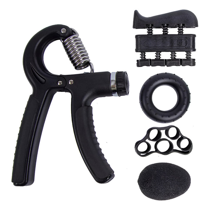 Set 5 En 1 Ejercitador Manos Hand Grip Y Antebrazo 5-60 Kg Negro