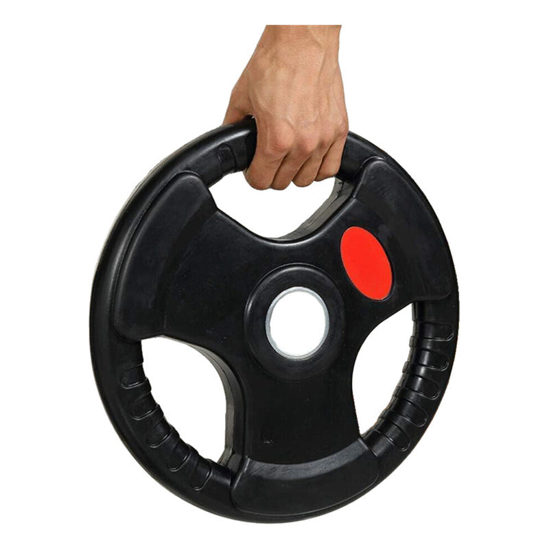 Set 2 Discos Engomado Olímpico 7.5kg Con Agarre (15kg Total) Negro