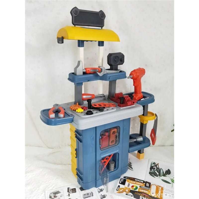Maleta De Juegos 3 En 1 Set De Herramientas Juguetes Niños Azul, Amarillo Y Rojo