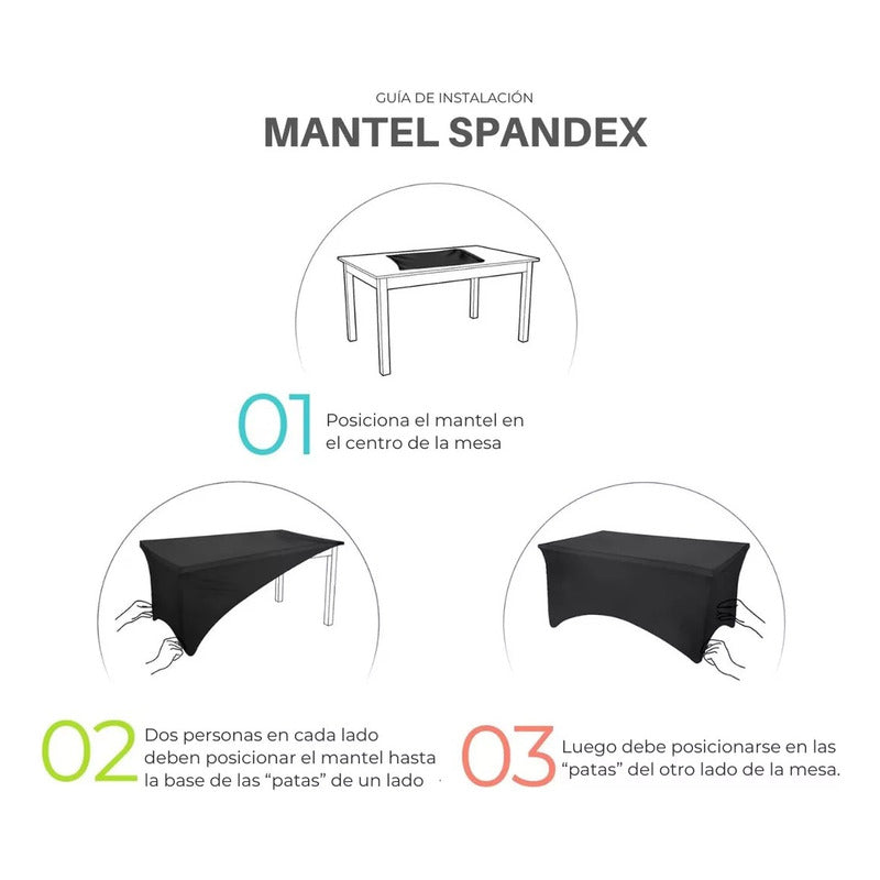 Funda Mantel Spandex para Mesa de Eventos 180x77x74cm