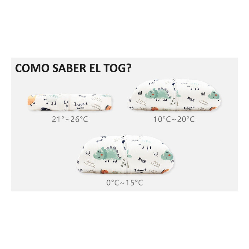 Saco de Dormir Bebé Sin Mangas TOG 0.5 Algodón Dinosaurio Celeste y Café 76cm