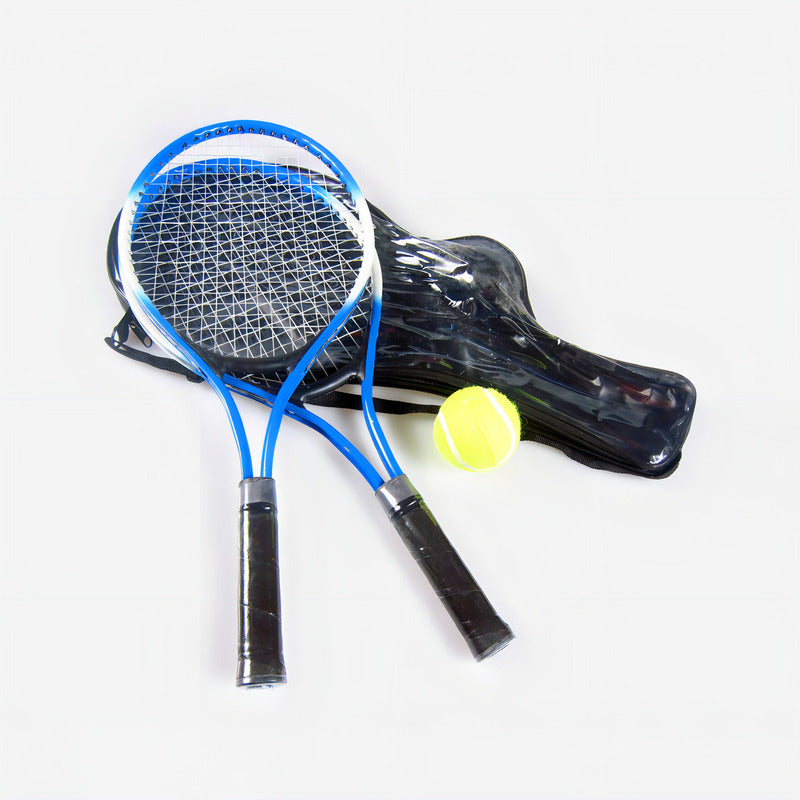 Raquetas Par De Tenis Basic 21 + Pelota Azul