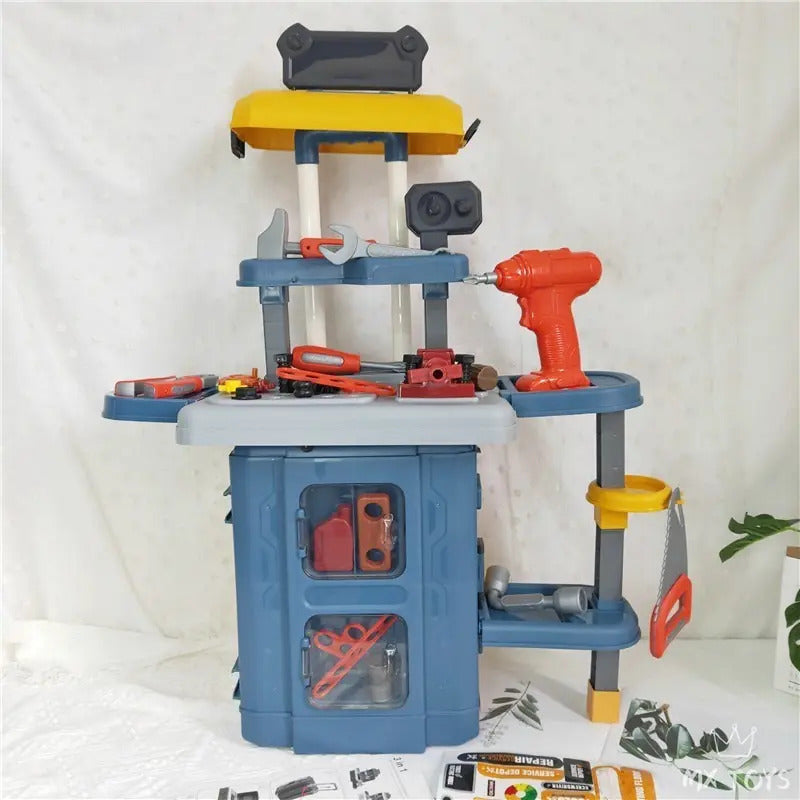 Maleta De Juegos 3 En 1 Set De Herramientas Juguetes Niños Azul, Amarillo Y Rojo