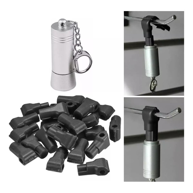 Pack 100 Seguros Candados Magneticos Gancheras 6mm + 1 Llave Seguro Negro Y 1 Llave
