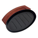Plancha Plato De Fierro Fundido Con Base Madera 27.5cms Negro