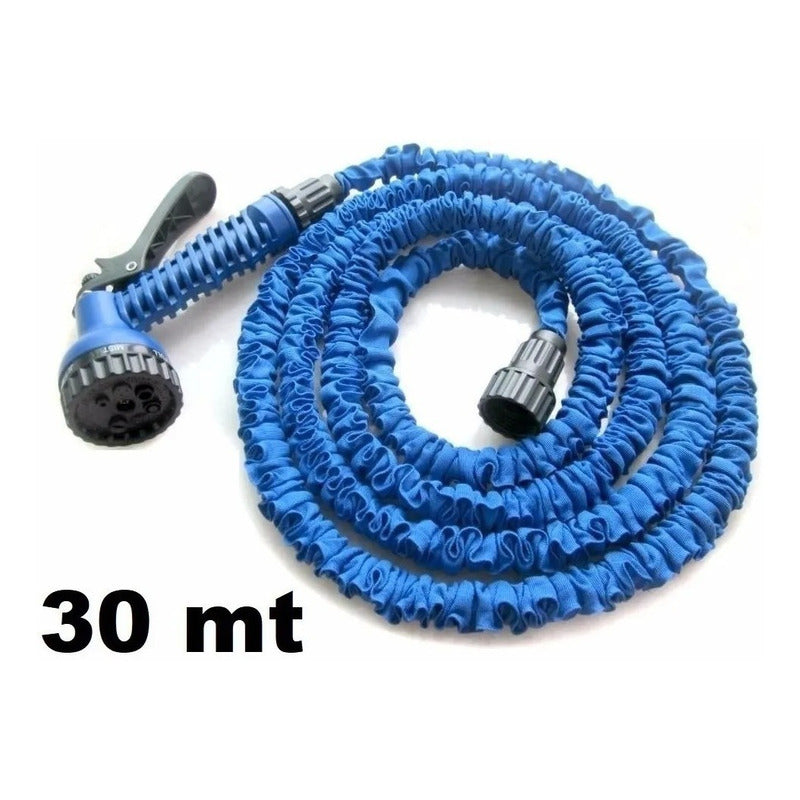 Manguera Retráctil Expandible 30 Metros con Pitón - Azul/Verde