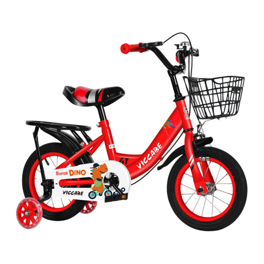 Bicicleta Infantil 16''super Dino Ruedas Auxiliares  Canasto Dino Rojo 12