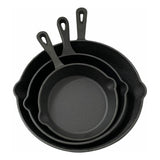 Set De 3 Sartenes 3 Hierro Fundido 16 20 Y 25cm Fierro Negro Negro