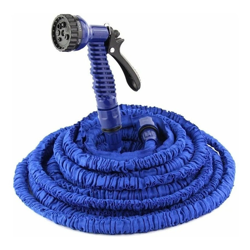 Manguera Retractil Expandible 15 Mts Con Pitón Importada Azul