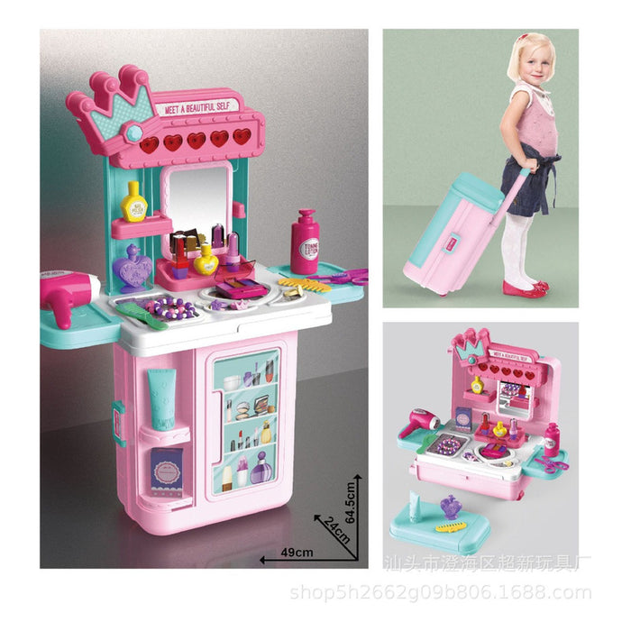 Maletín Tocador De Juguete 3 En 1 Con Accesorios Rosa 35pcs Rosa
