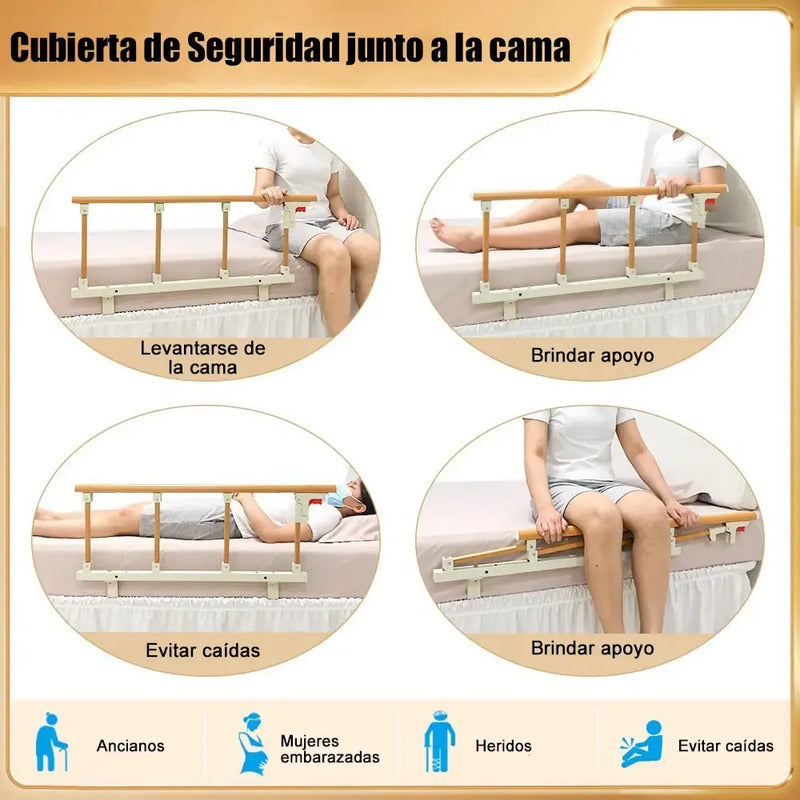 Baranda Seguridad Plegable De Cama Adulto Mayor Niños Café