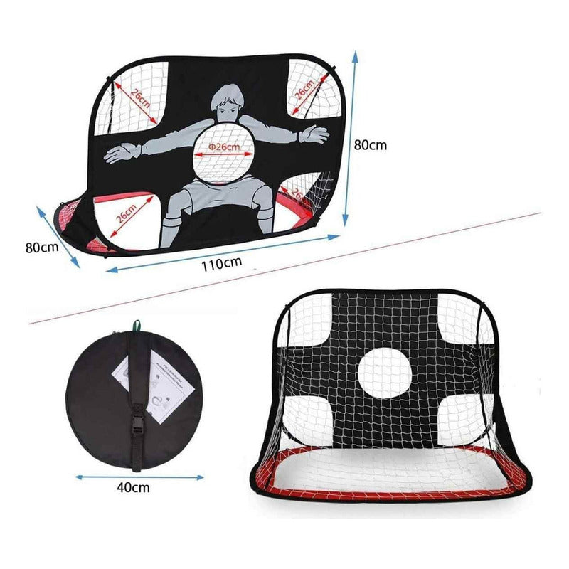 Arco Portería de Fútbol 5 Doble Uso para Entrenamiento - Negro/Rojo/Blanco