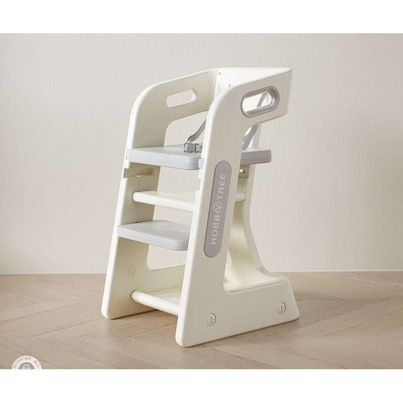 Silla de Comer para Bebé Multifuncional con Adaptador Plegable - Blanco