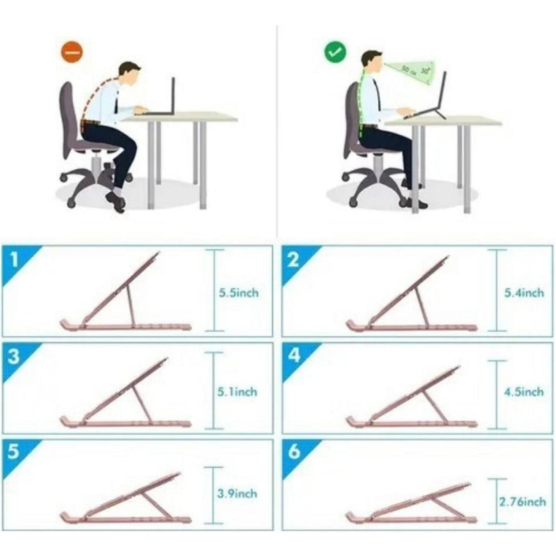 Soporte Portatil Aluminio Plegable Para Notebook Tablet Color Plateado Plateado