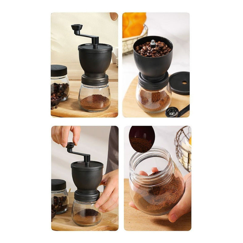 Molinillo De Café Moledor Manual De Granos + Recipiente Negro