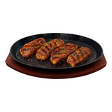 Plancha Plato De Fierro Fundido Con Base Madera 27.5cms Negro