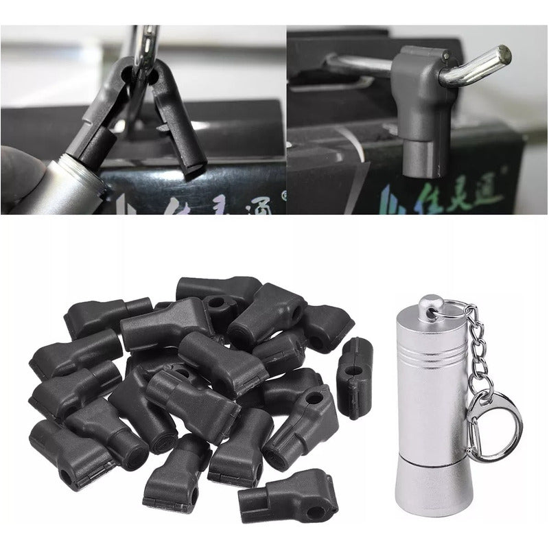Pack 100 Seguros Candados Magneticos Gancheras 6mm + 1 Llave Seguro Negro Y 1 Llave