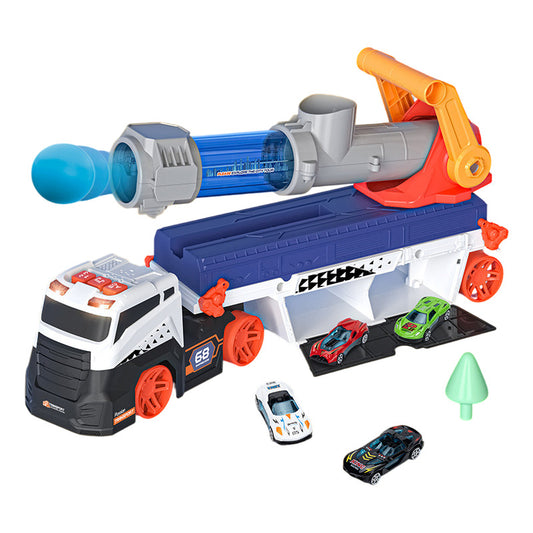 Camión De Juguete Lanza Pelotas Bazooka + Autitos Camion Lanza Autos Azul