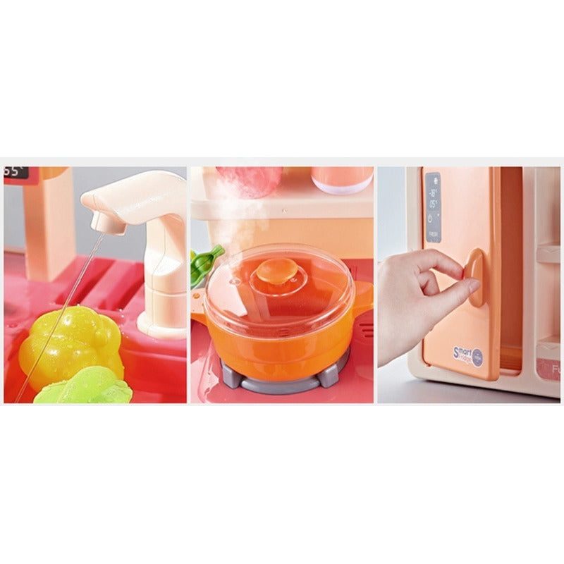 Cocina de Juguete Moderna 43 Accesorios 72cm Rosa