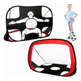 Arco Portería De Futbol 5 Tiros Doble Uso Entrenamiento Negro, Rojo Y Blanco