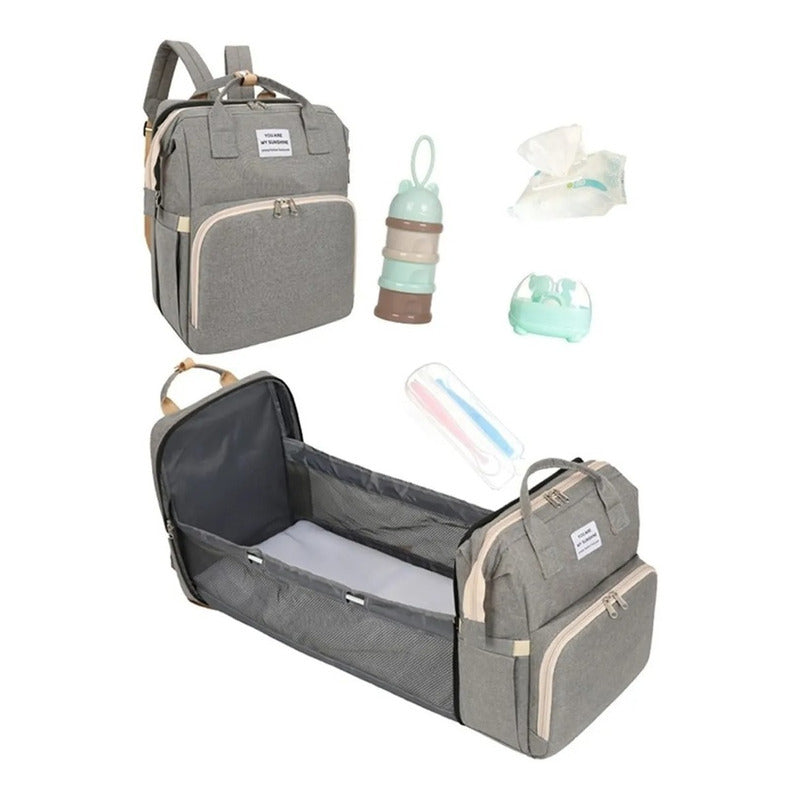 Mochila 3 En 1 Pañalera Cuna Y Mudador Portátil Para Bebés