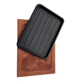 Plancha Plato Rectangular De Fierro Fundido Con Madera 25cms Negro