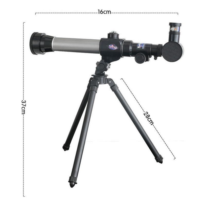 Telescopio Infantil De Iniciacion + 3 Lentes Importado Gris