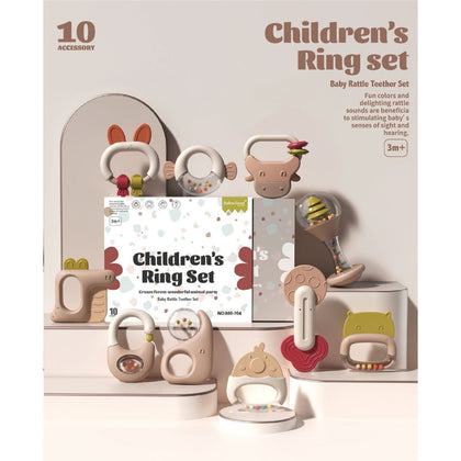 Set De 10 Mordedores Para Bebe Varios Diseños Y Cascabel