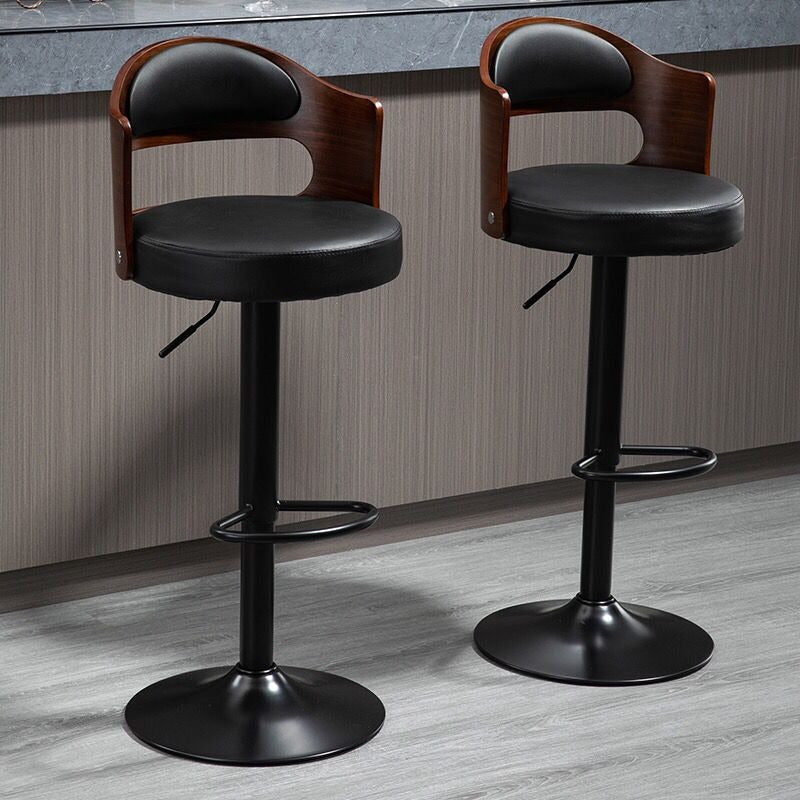 Pack 2 Sillas Piso Bar Taburete Regulable Madera/ecocuero