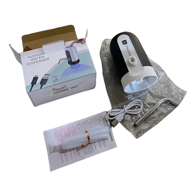 Bomba Dispensador Agua Electronico Recargable Usb Botellon Negro