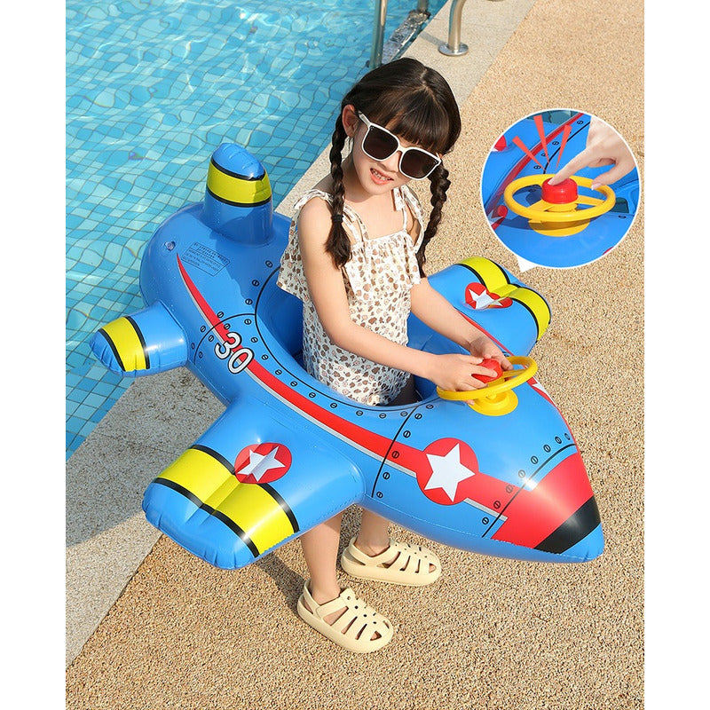 Flotador Inflable Con Manubrio Avion Playa Piscina Bebes